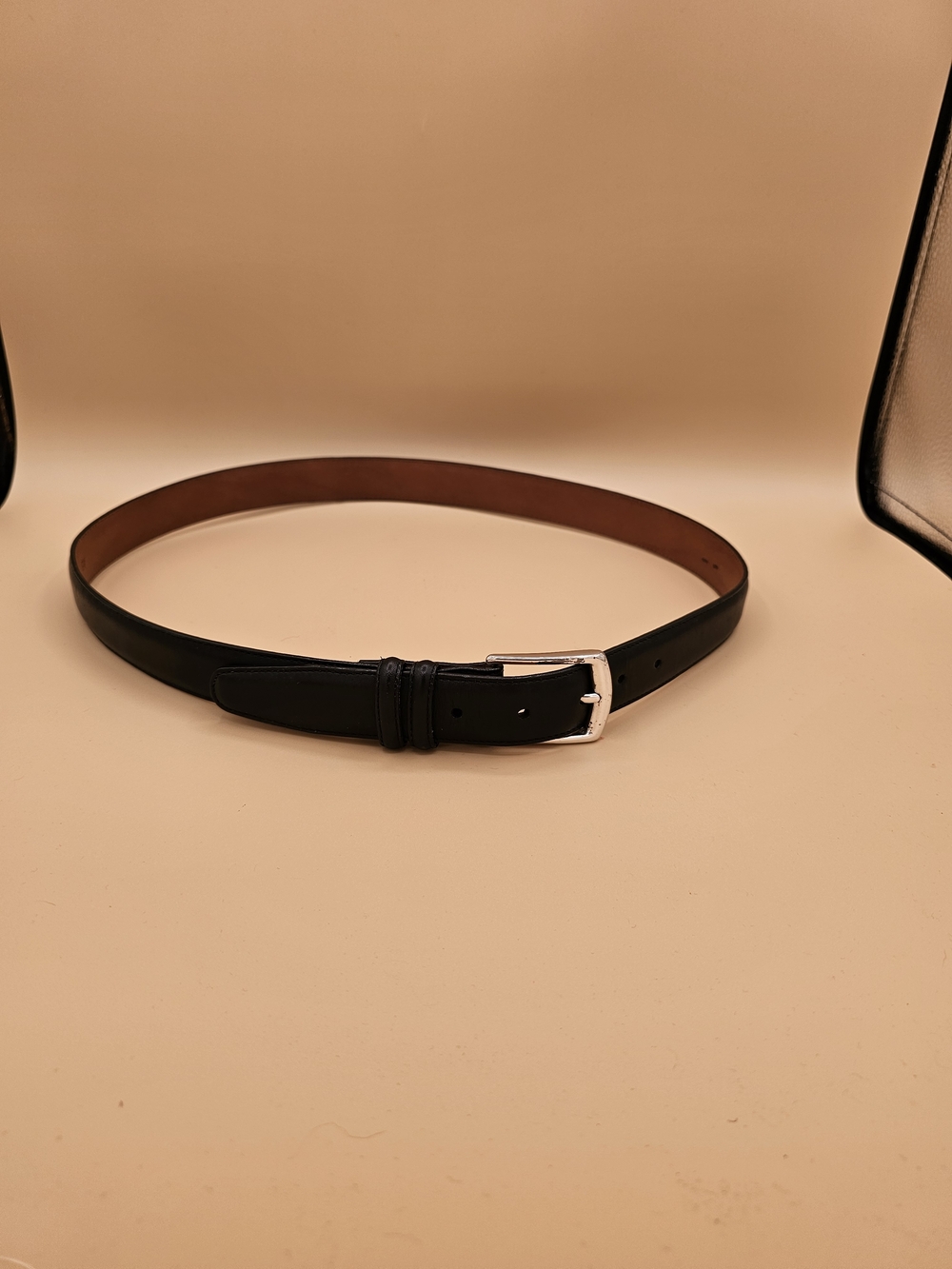 Lands' End Men's Black Leather Dress Belt Made in USA Size 36/90 Classic Essenti